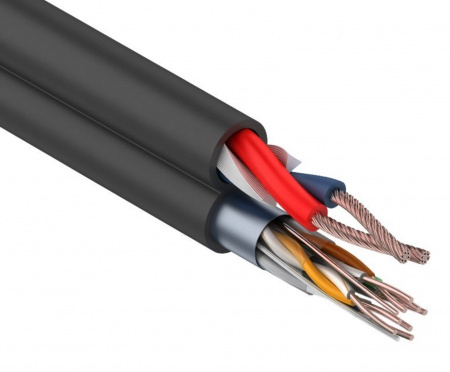 Мульти-кабель Rexant FTP 4PR, 24AWG, CAT5e+2х0,75 мм² (бухта 200 м)