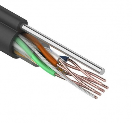 Кабель витая пара REXANT UTP 4PR 24AWG, CAT5e наружный (OUTDOOR) + ТРОС*1 (бухта 305 м)